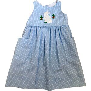 Vintage Kelly's Kids Girls Easter Bunny Applique Dress Size 5